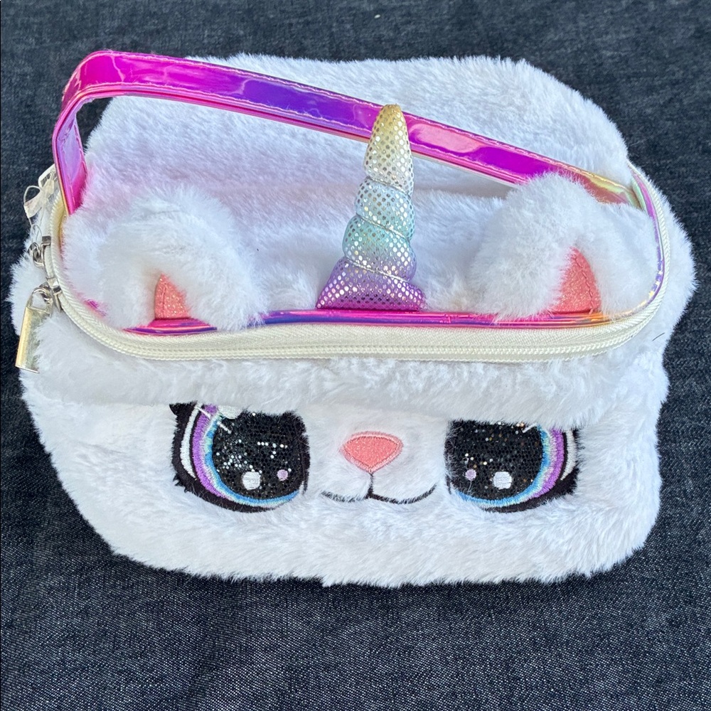Kids Plush Unicorn Handle Bag - White